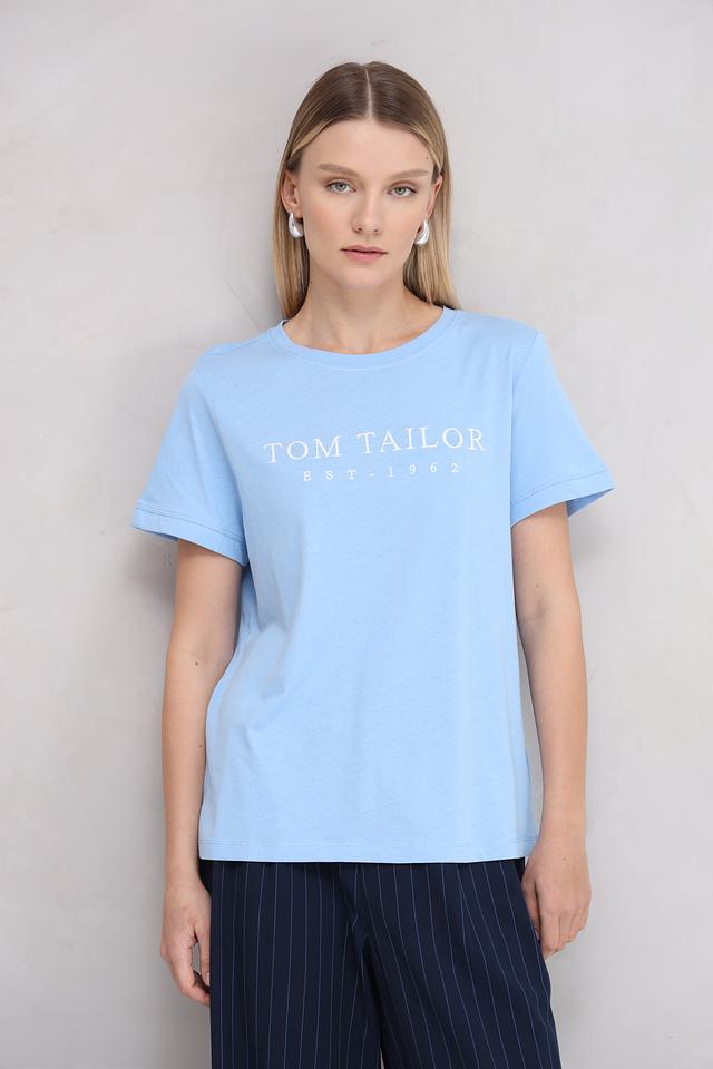 Футболка Tom Tailor голубая с логотипом