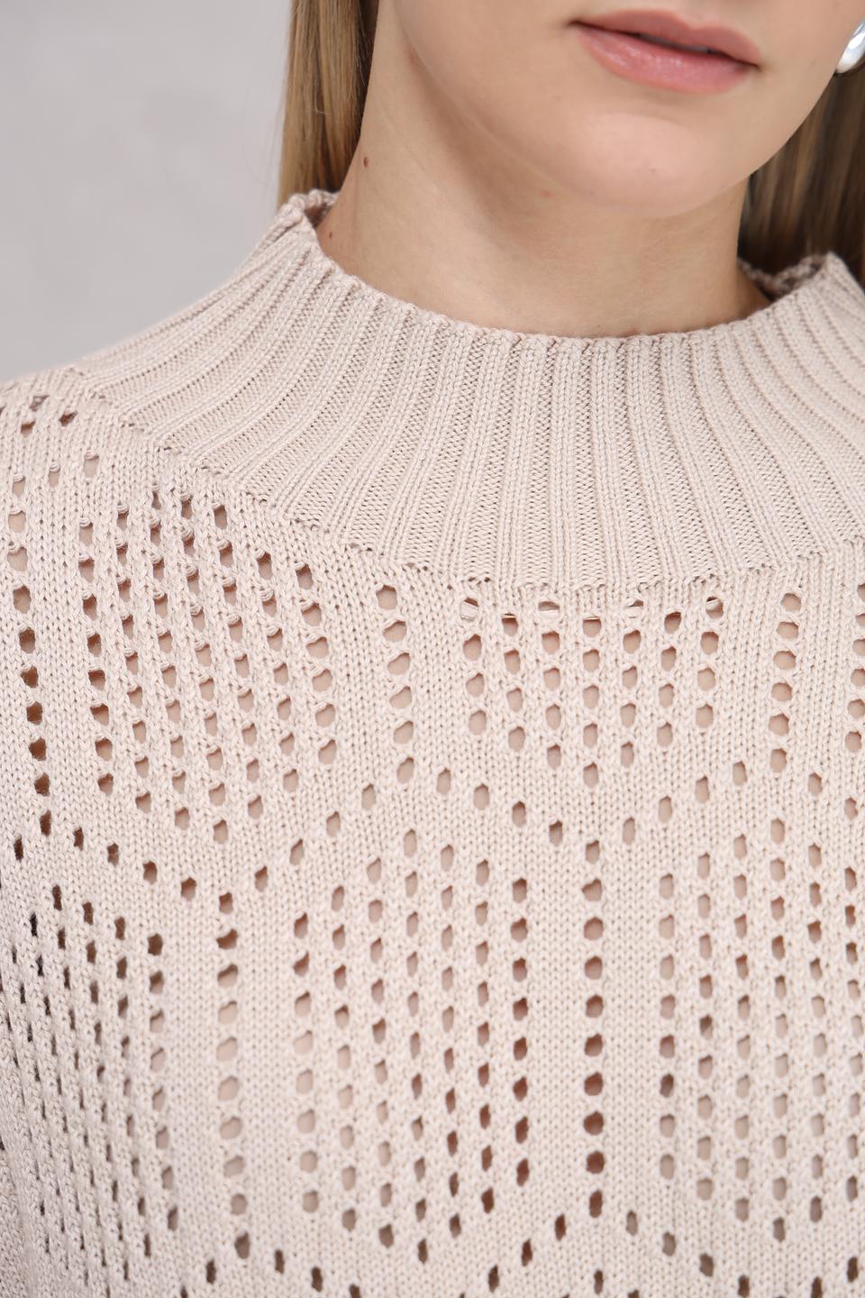 Пуловер More and More с ажурной вязкой бежевый