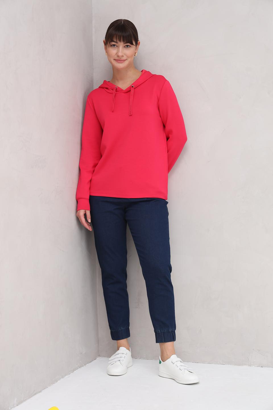 Пуловер Time Zone с капюшоном малиновый