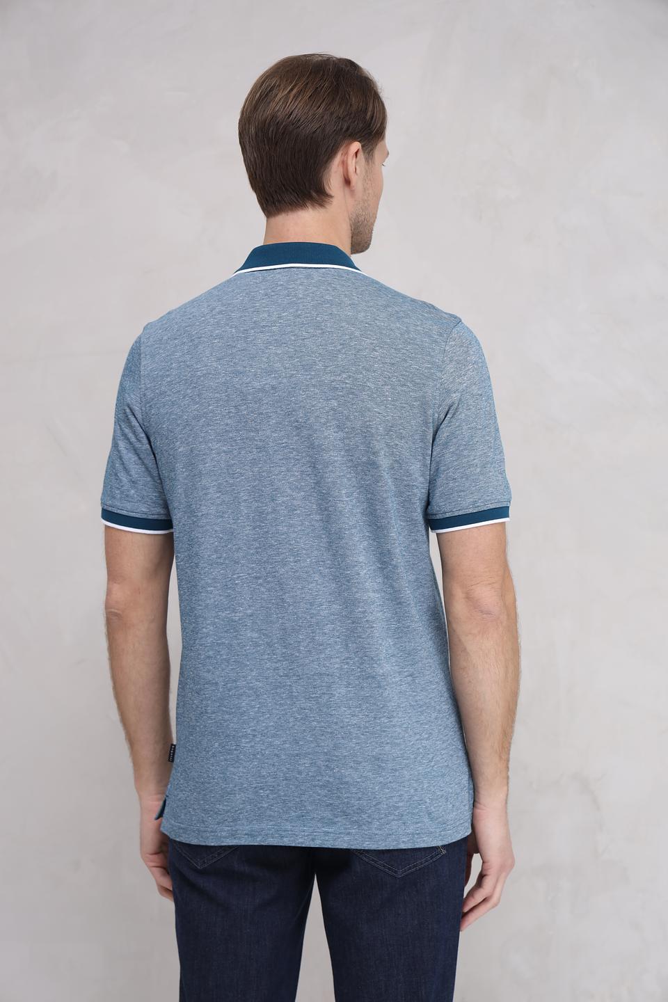 Поло Bugatti с контрастной отделкой голубой