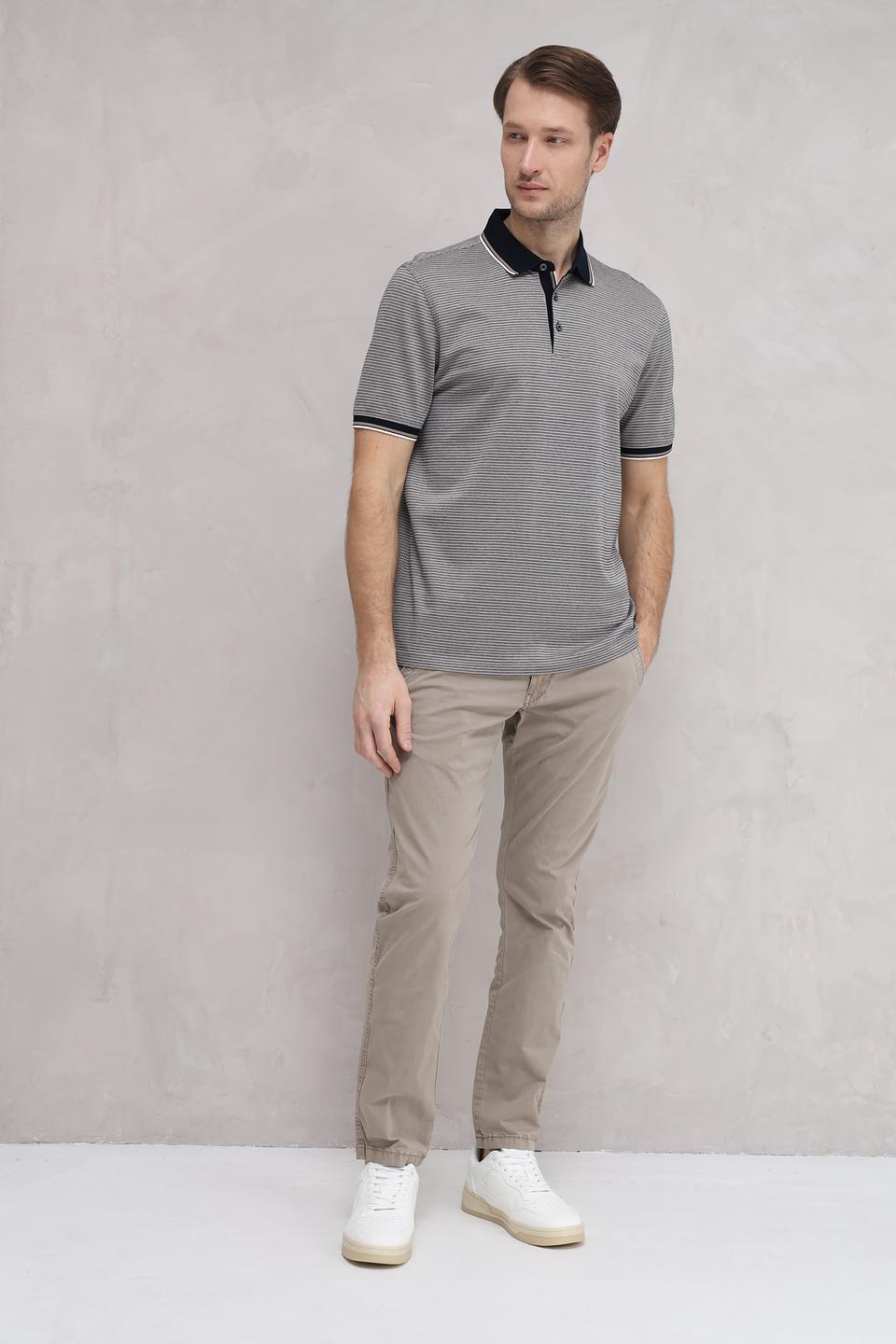 Поло Bugatti в полоску серое