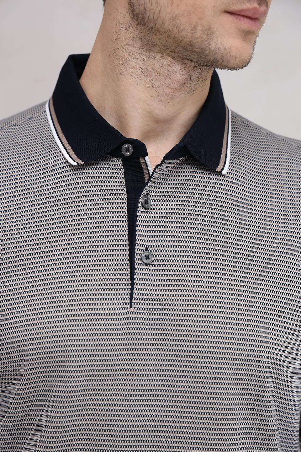 Поло Bugatti в полоску серое