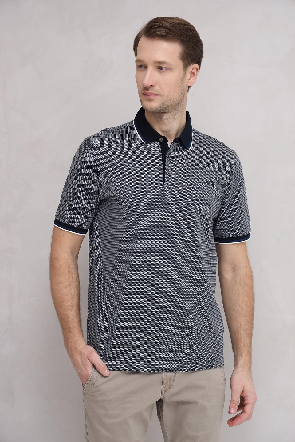 Поло Bugatti в полоску синий