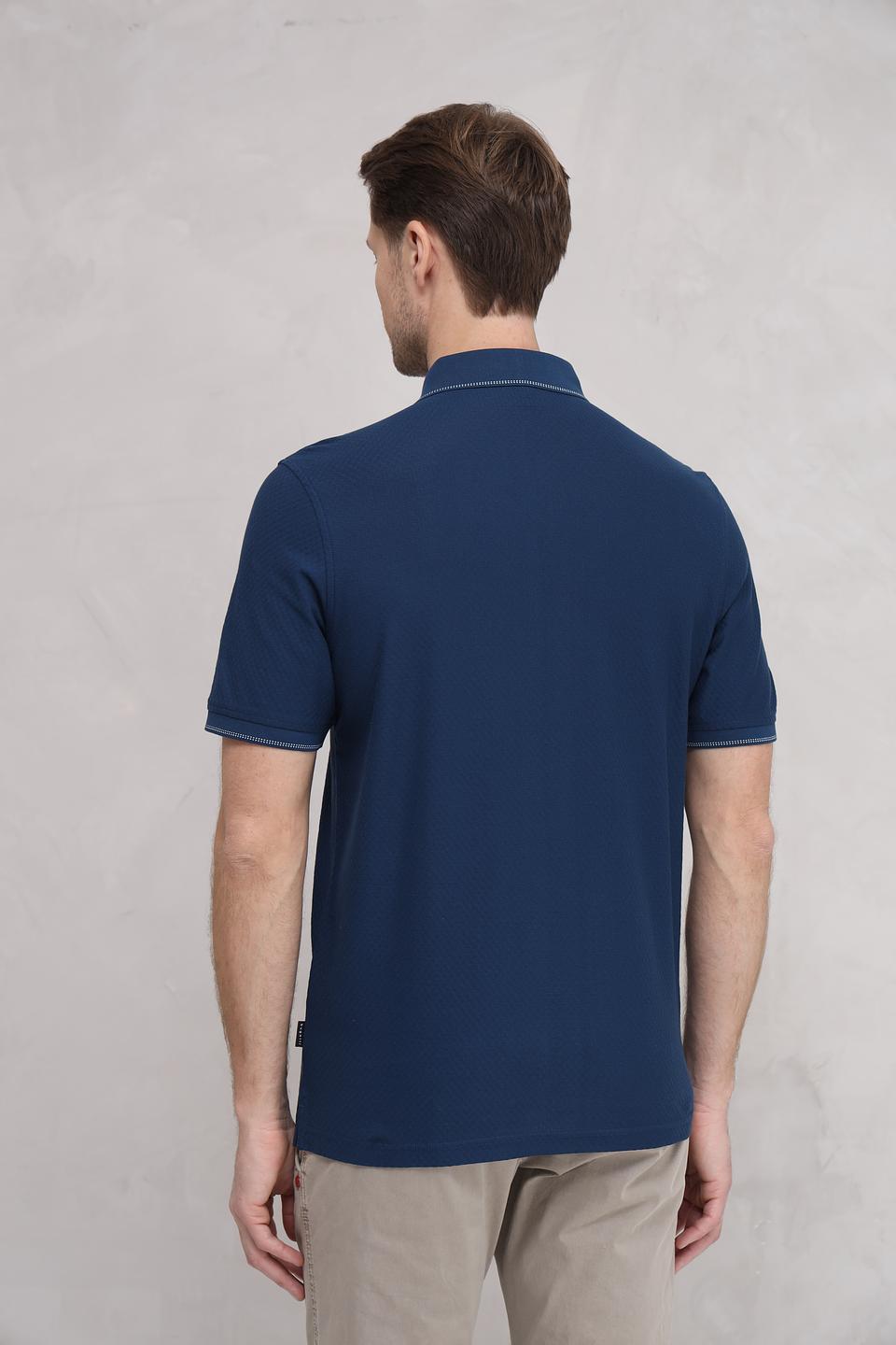 Поло Bugatti темно-синее с отделкой