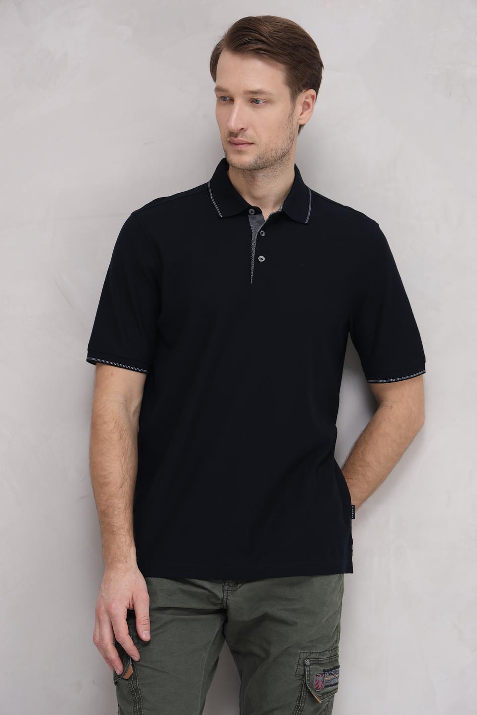 Поло Bugatti чёрный с серым