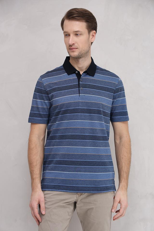 Поло Bugatti в полоску синий