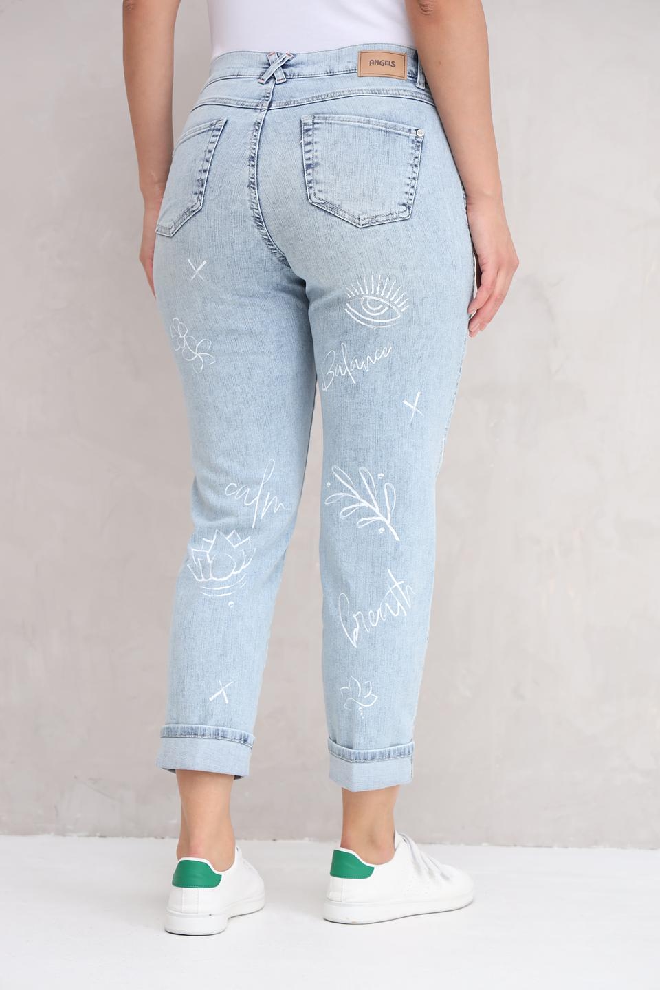Джинсы Angels с принтом голубые