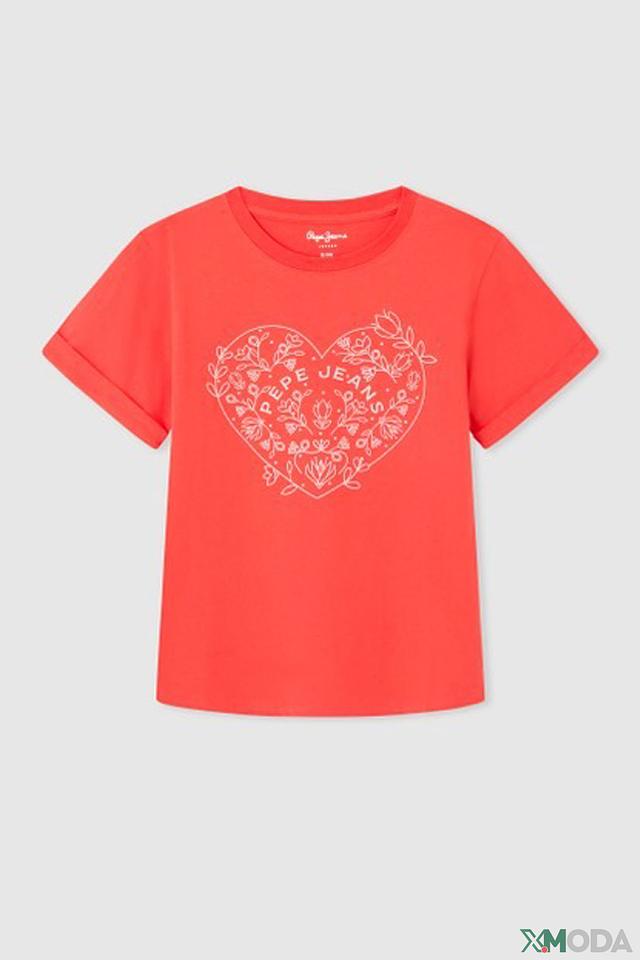 Футболка Pepe Jeans London дев. с принтом красный