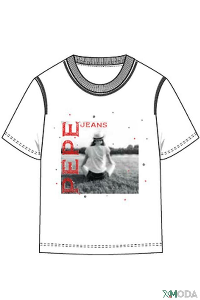 Футболка Pepe Jeans London дев. с принтом белый