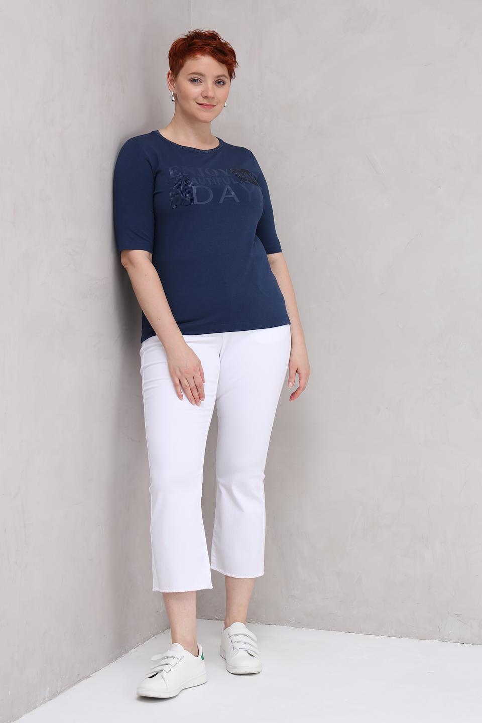 Футболка Rabe collection с принтом синяя