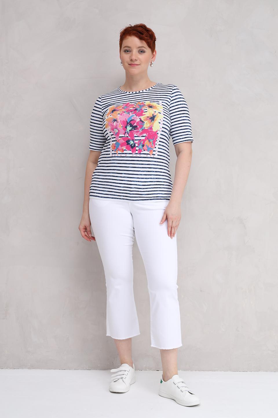 Футболка Rabe collection в полоску с цветами