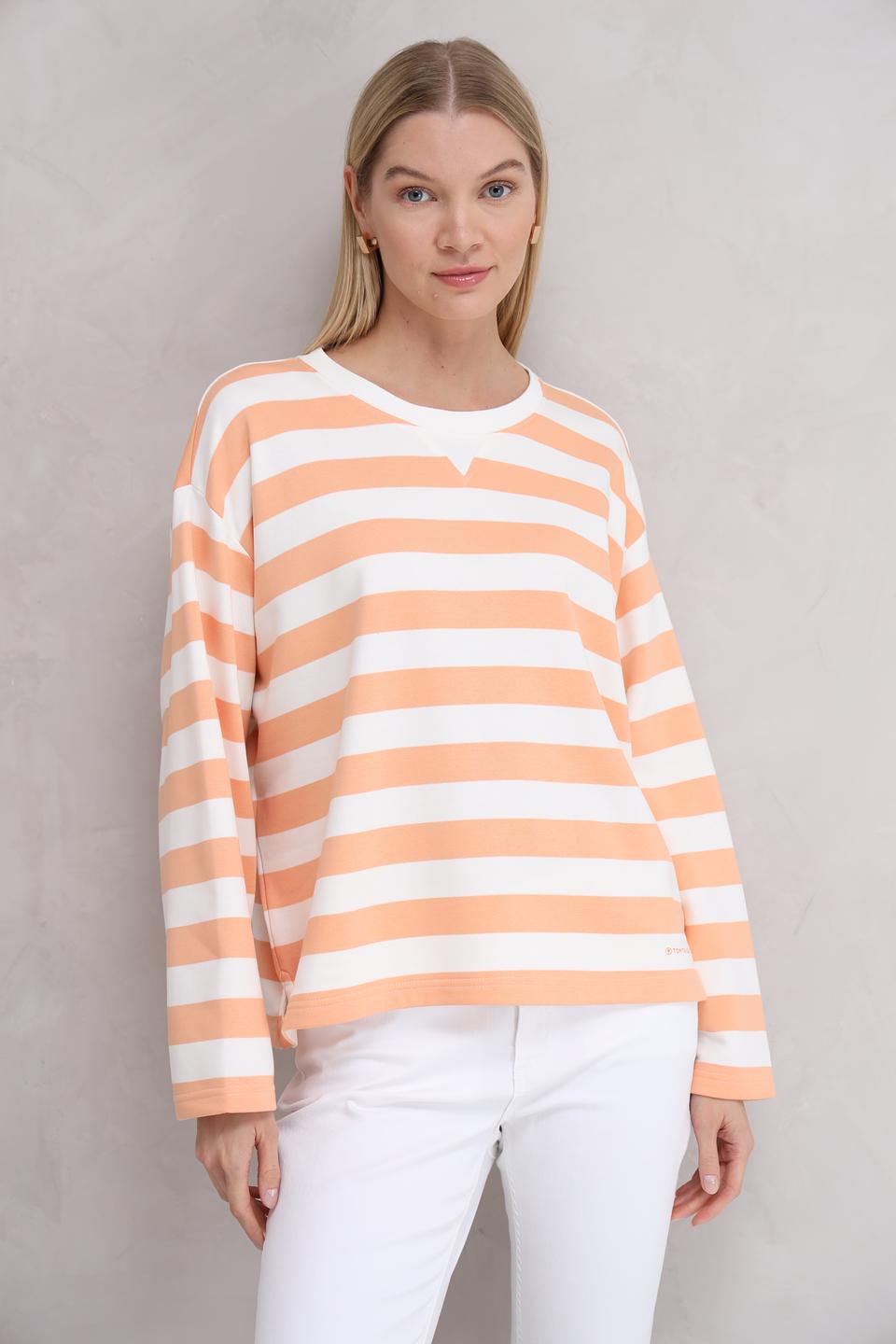 Пуловер Tom Tailor в полоску персиковый