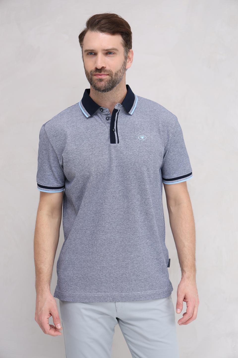 Поло Tom Tailor мужское серое с отделкой