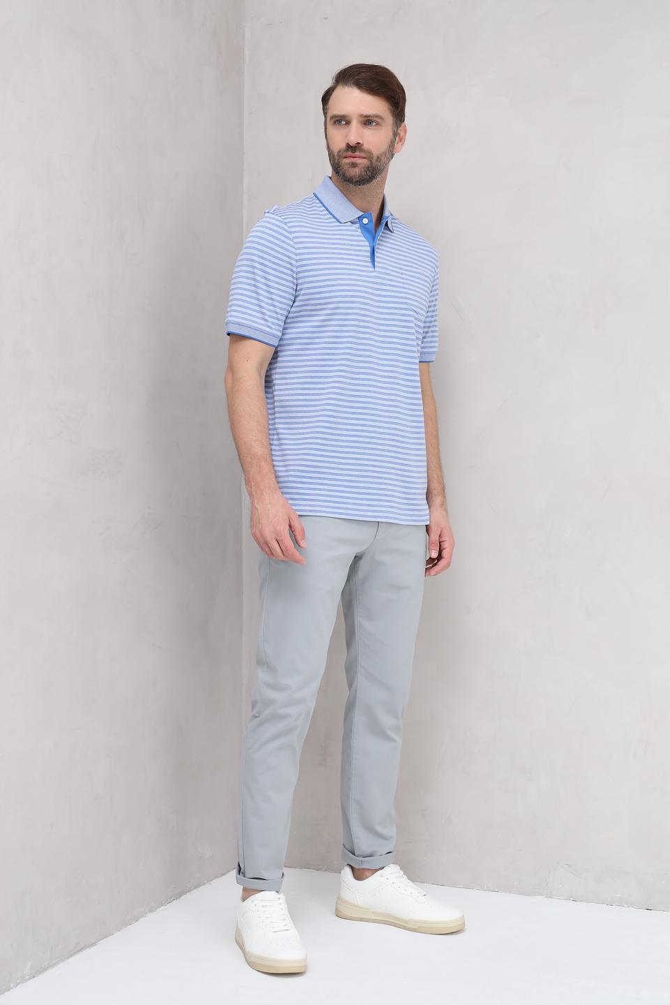 Поло Bugatti в полоску голубой