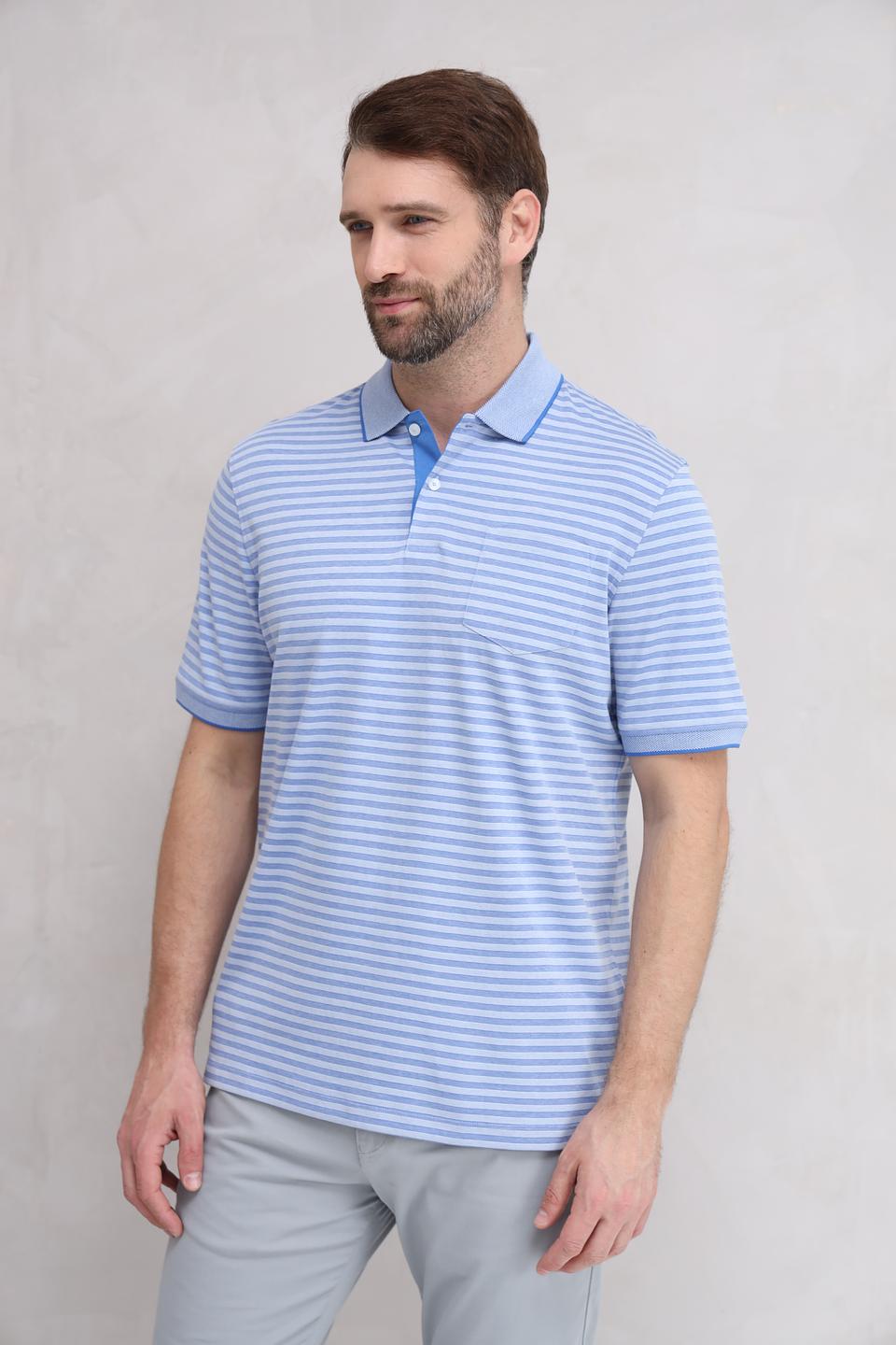 Поло Bugatti в полоску голубой