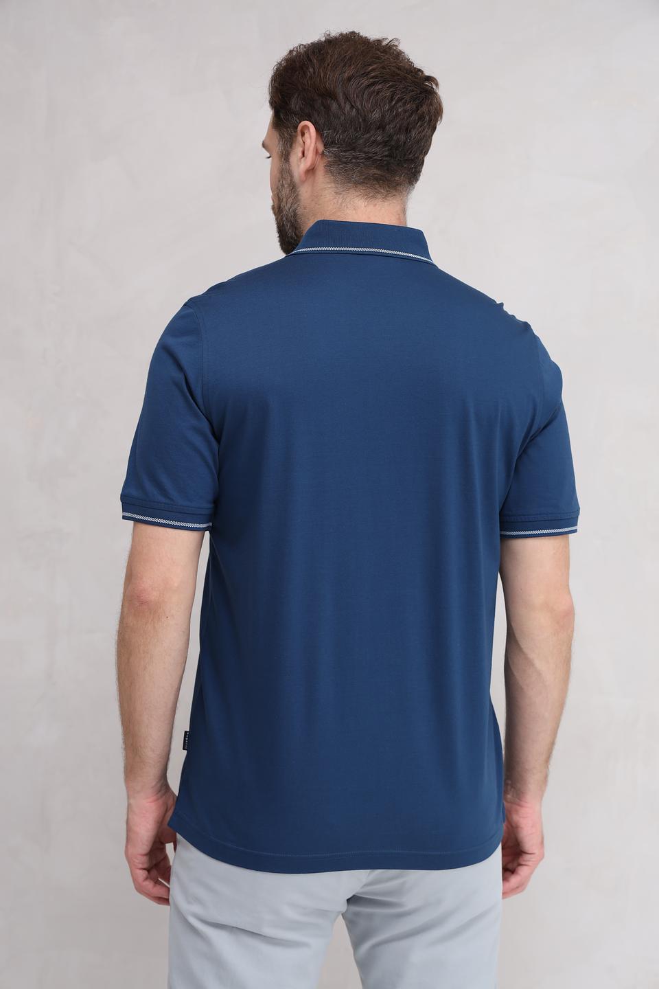 Поло Bugatti синее с белой отделкой