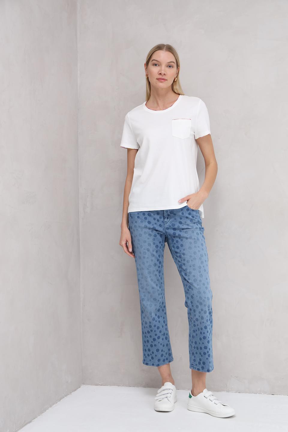 Джинсы Gardeur с принтом в горошек голубой