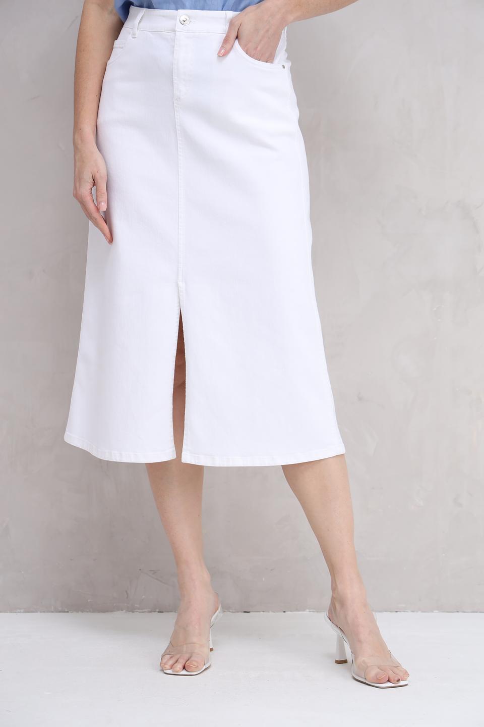 Юбка Gardeur деним белая с разрезом