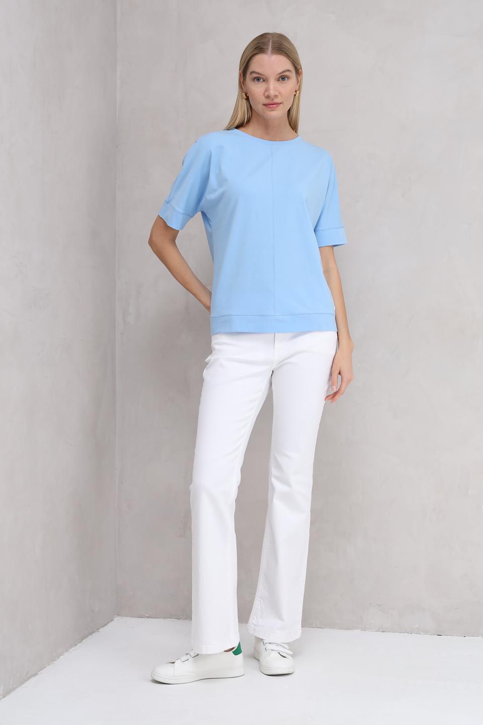 Футболка Olsen голубая с рукавом 3/4