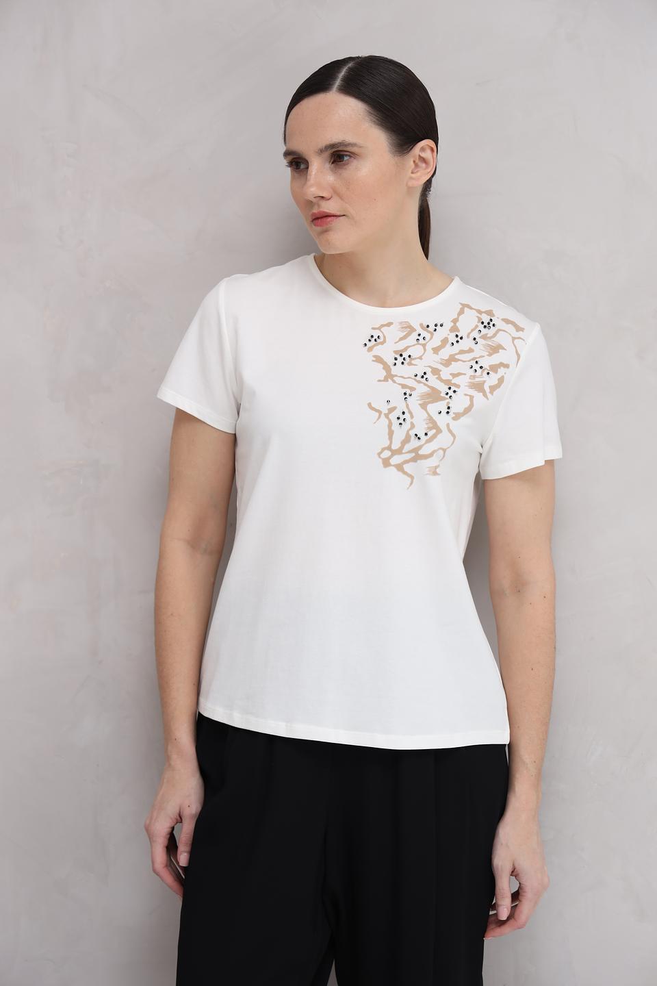 Футболка Taifun с вышивкой белая