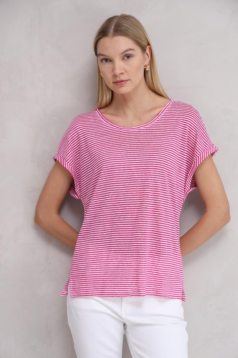 Футболка Oui в полоску малиновая