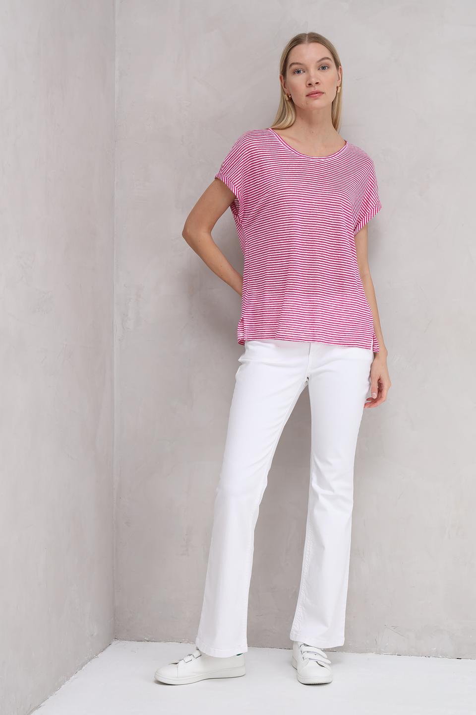 Футболка Oui в полоску малиновая