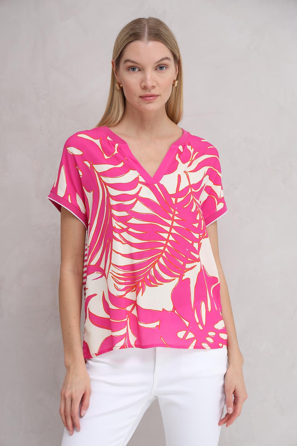 Блуза Oui с принтом, фуксия