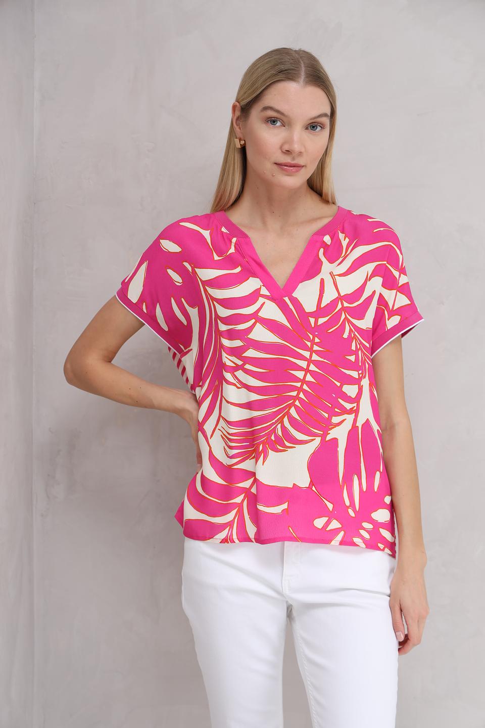 Блуза Oui с принтом, фуксия