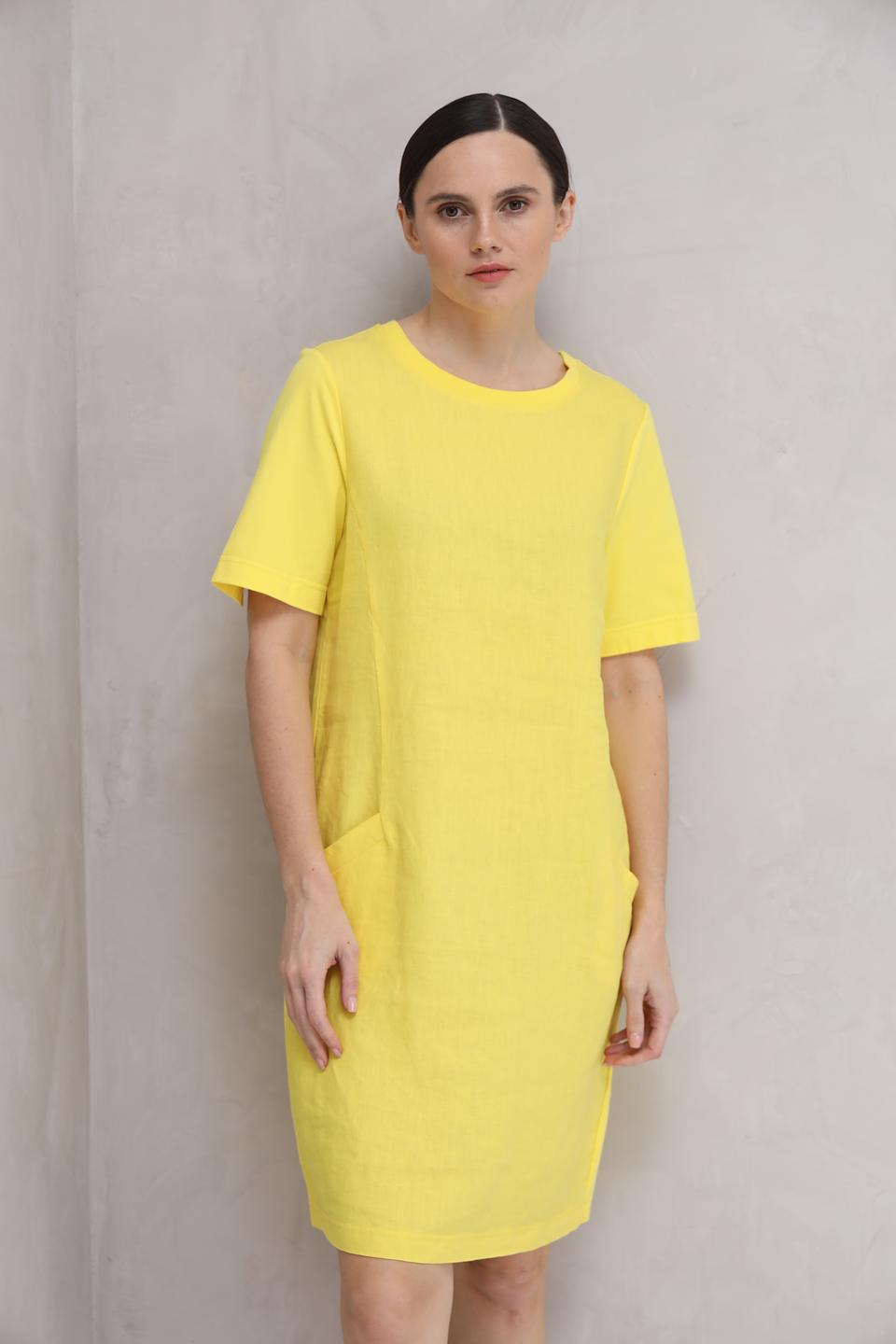 Платье Oui лен жёлтый