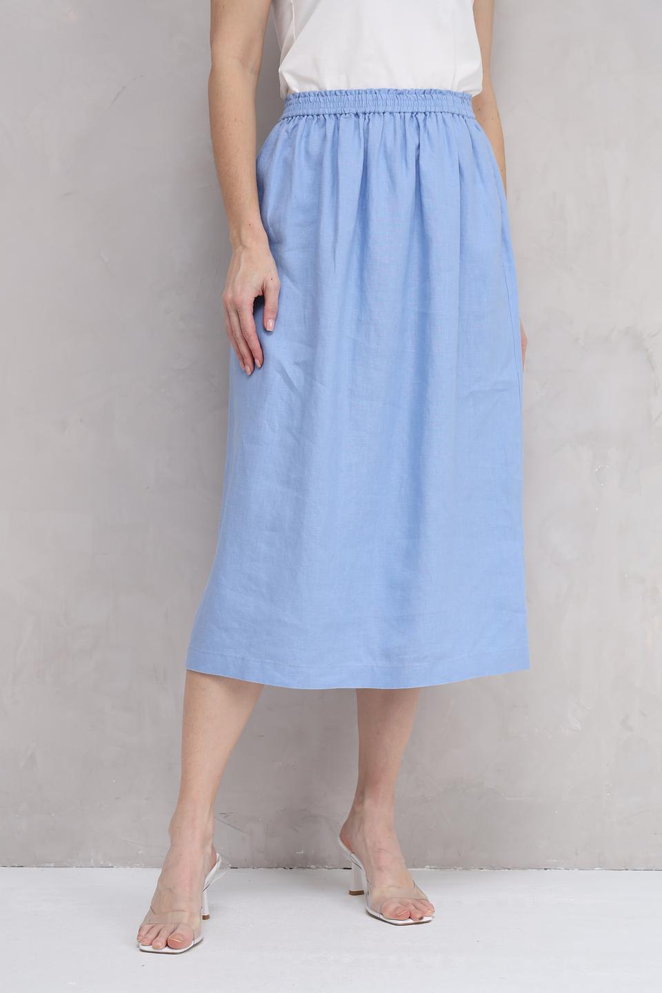 Юбка Oui льняная голубая