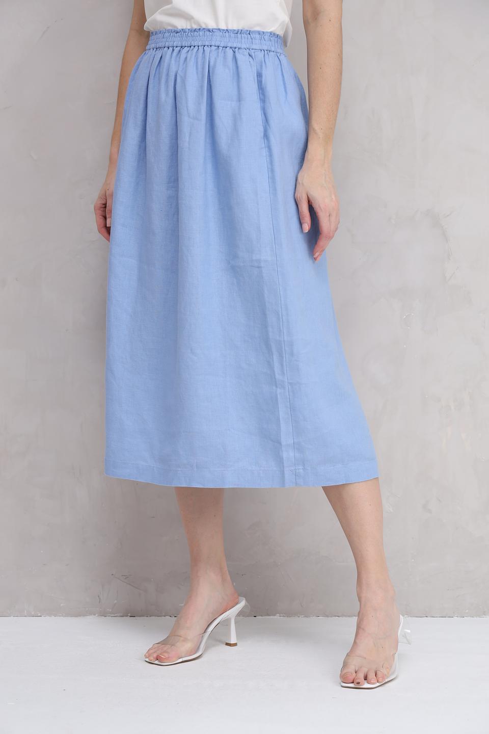 Юбка Oui льняная голубая