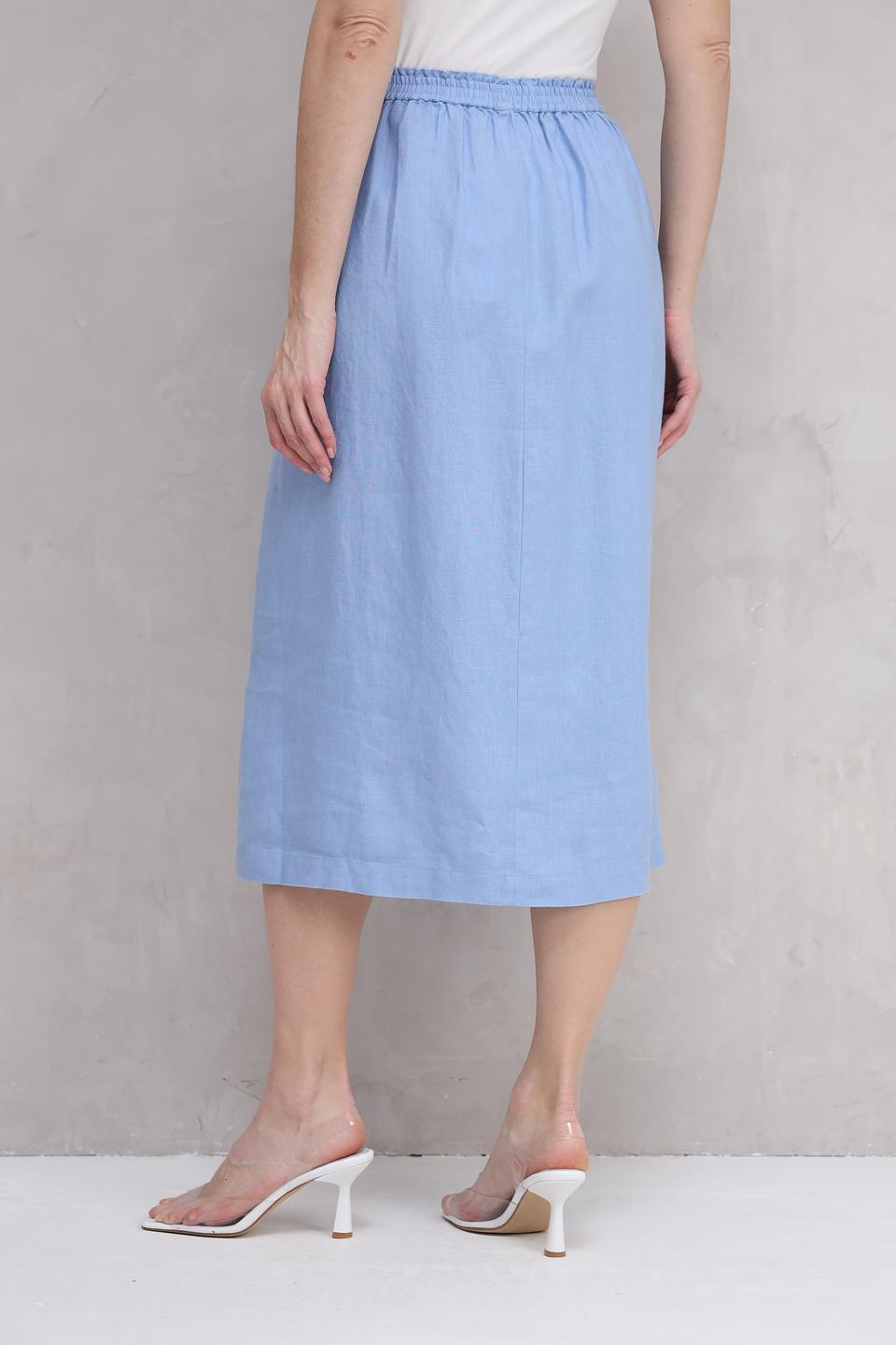 Юбка Oui льняная голубая