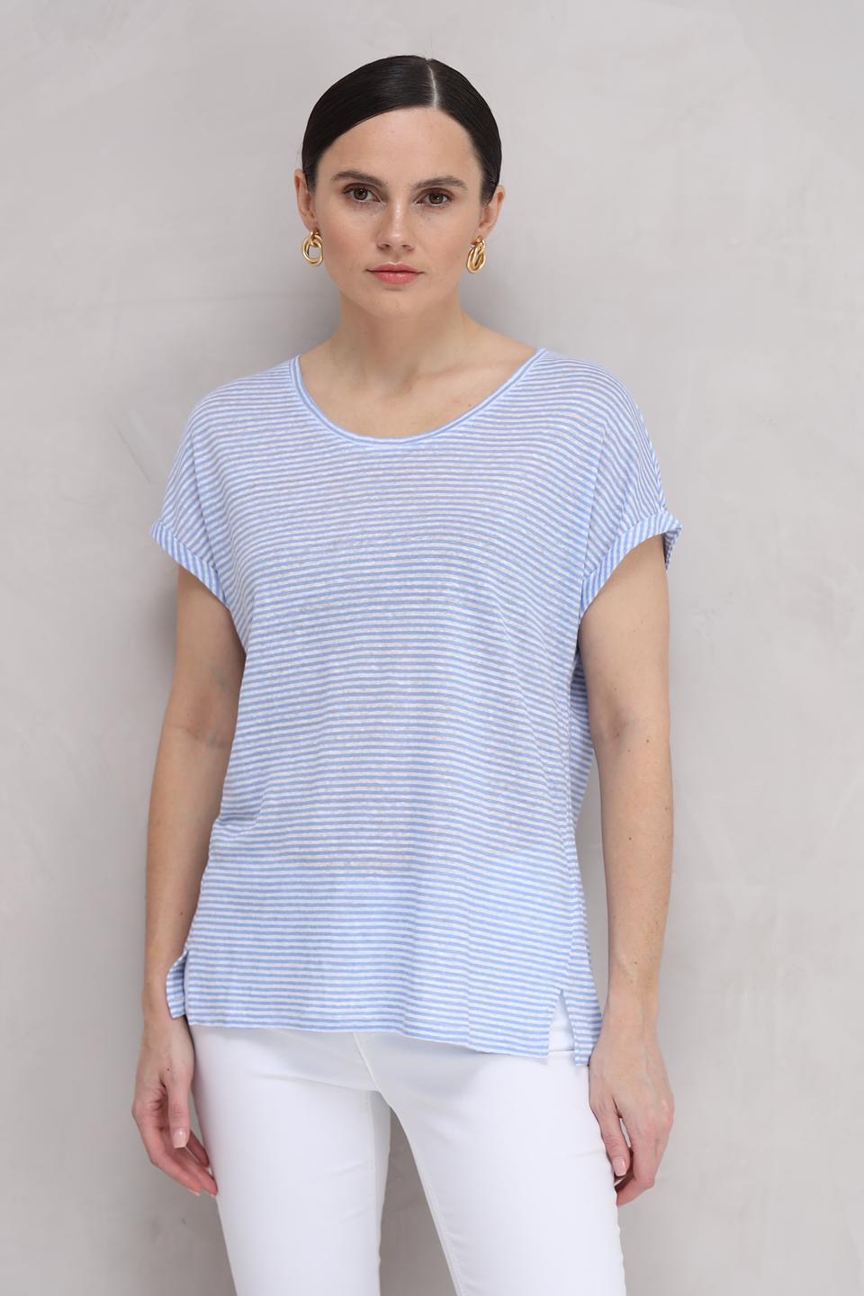 Футболка Oui в полоску голубую