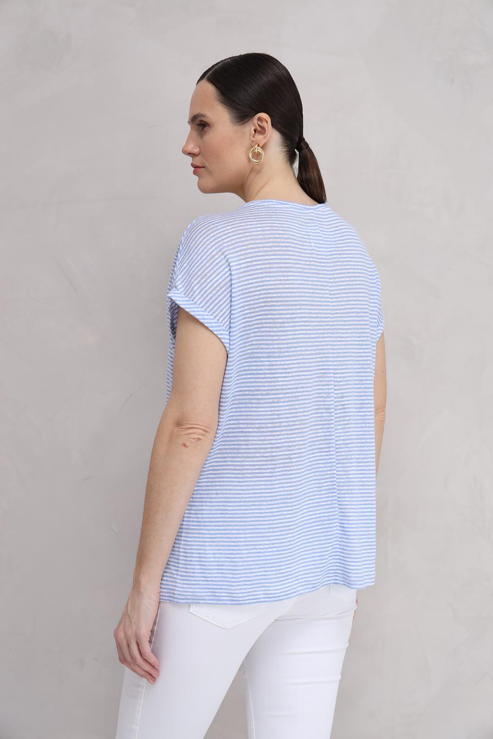 Футболка Oui в полоску голубую