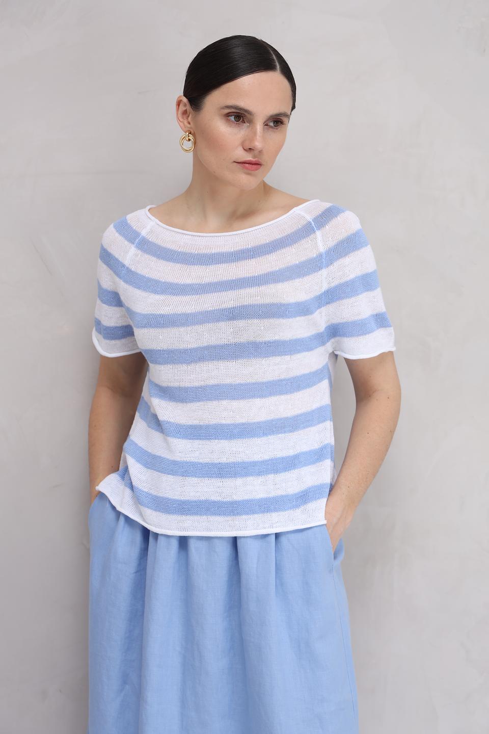 Футболка Oui в полоску голубой