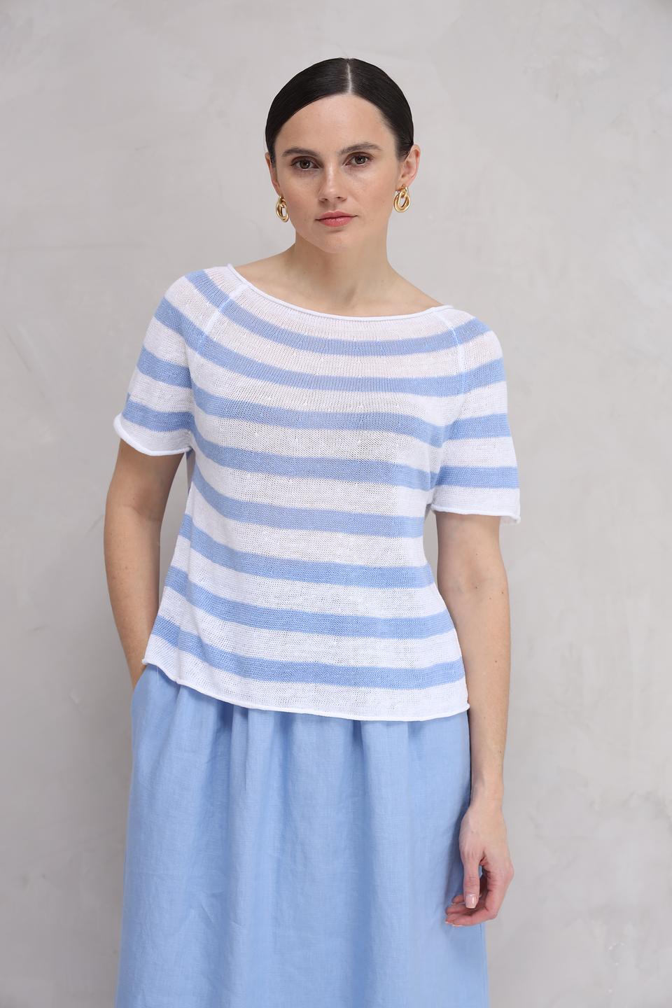 Футболка Oui в полоску голубой