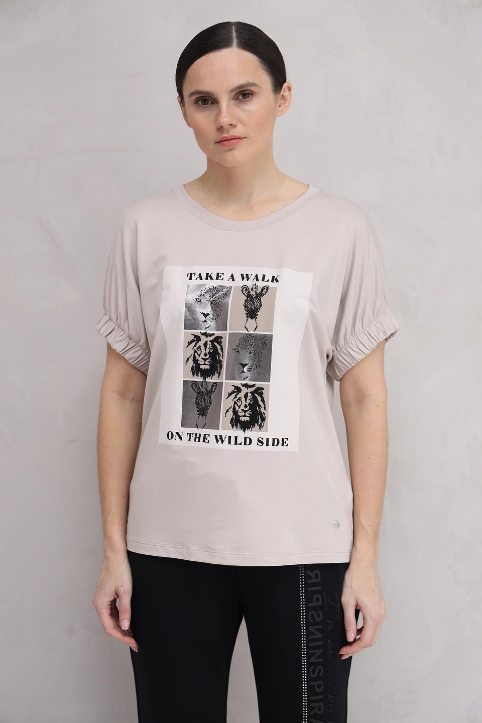 Футболка Monari с принтом бежевая