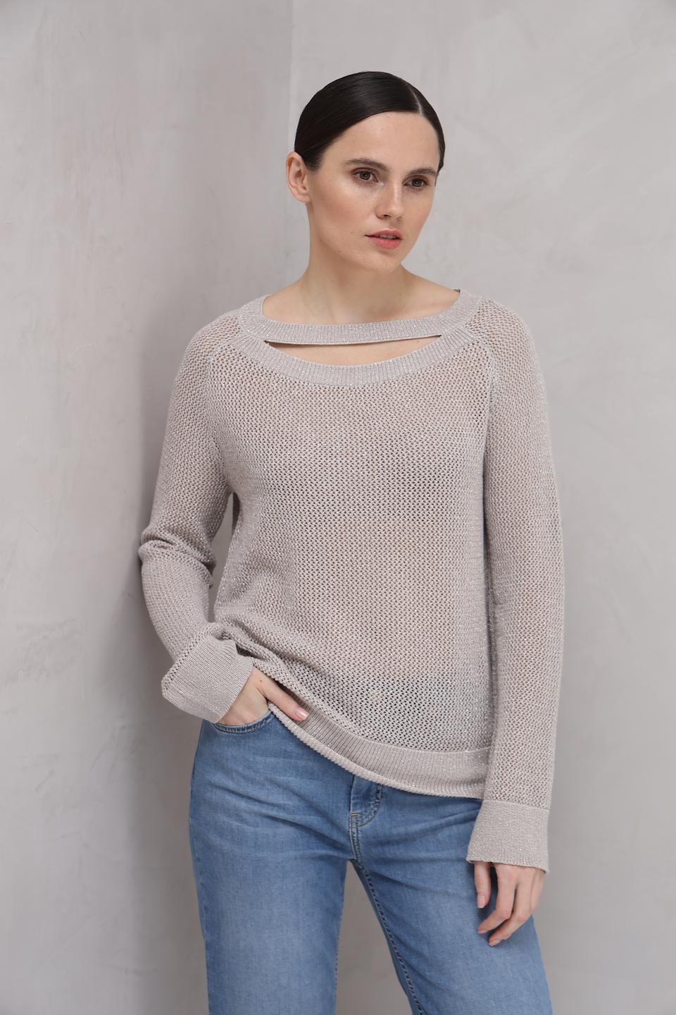 Пуловер Monari с вырезом бежевый