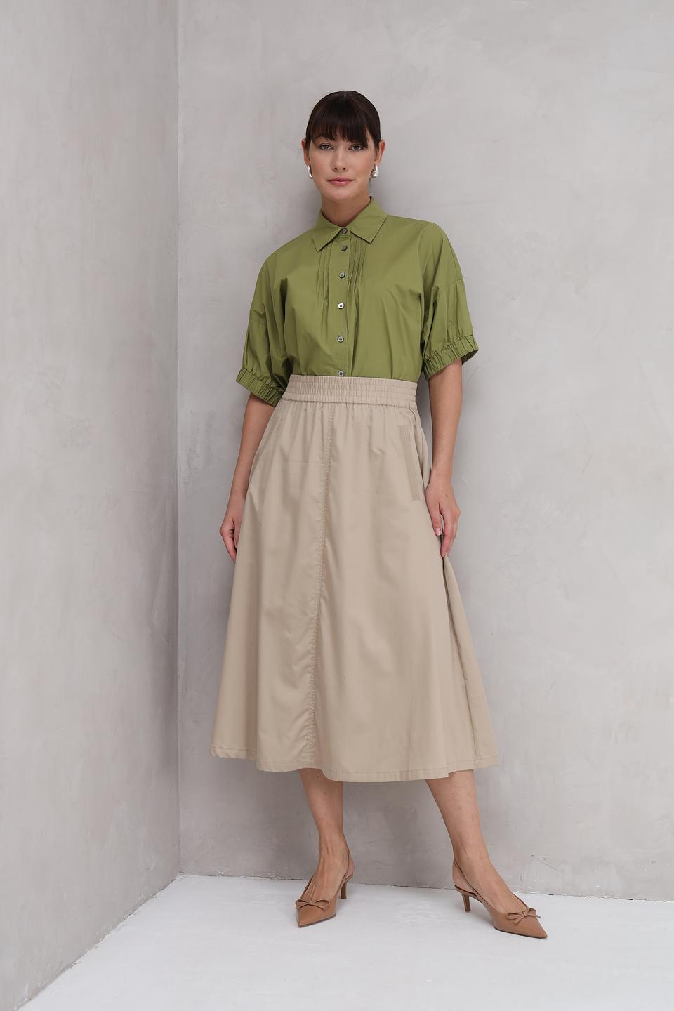 Блуза Repeat с рукавами-фонариками оливковый