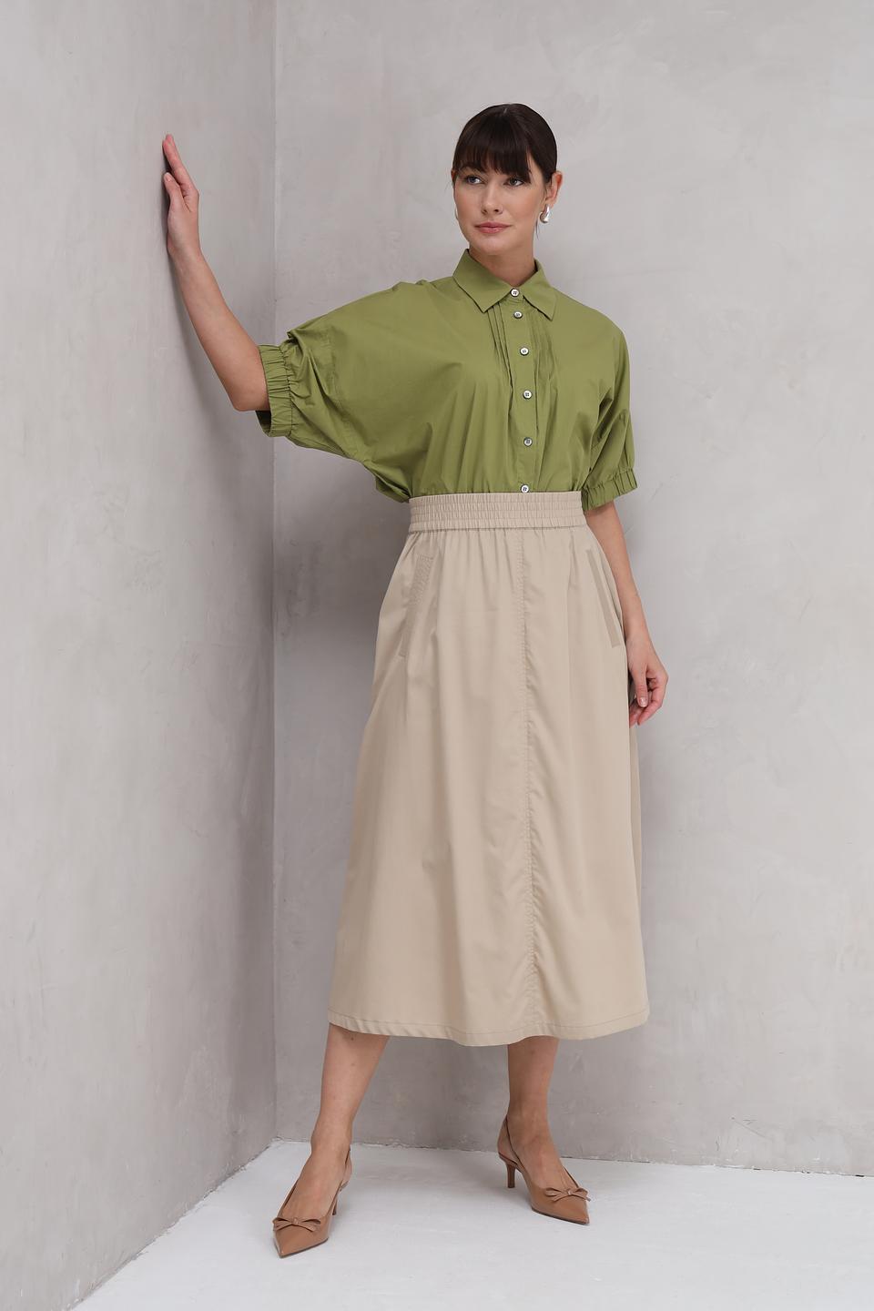 Блуза Repeat с рукавами-фонариками оливковый