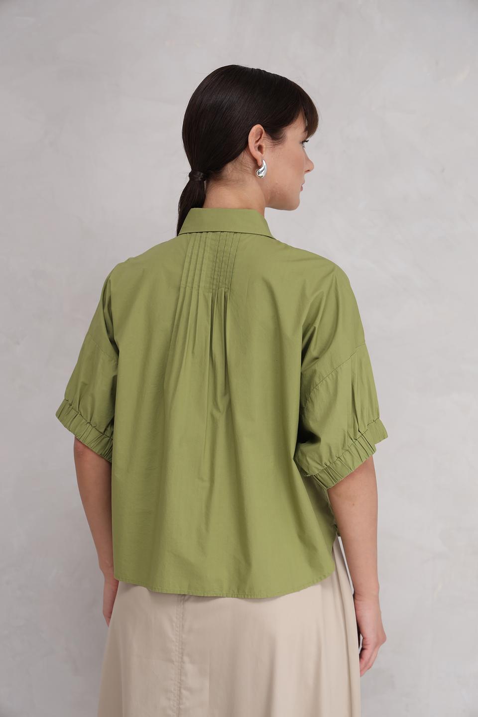 Блуза Repeat с рукавами-фонариками оливковый