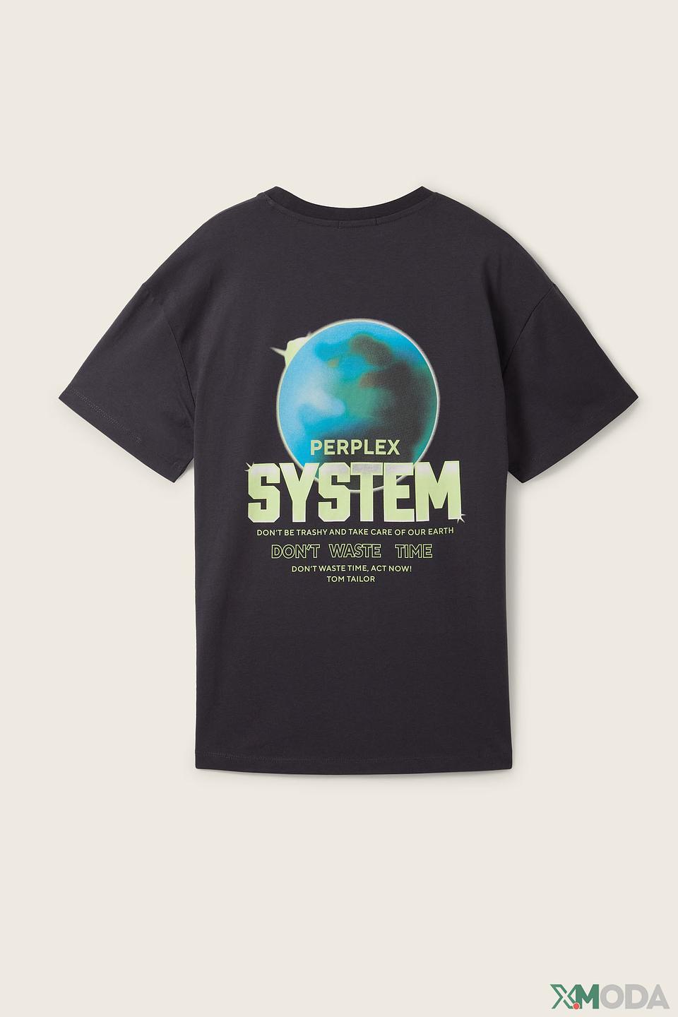 Футболка Tom Tailor с принтом чёрная