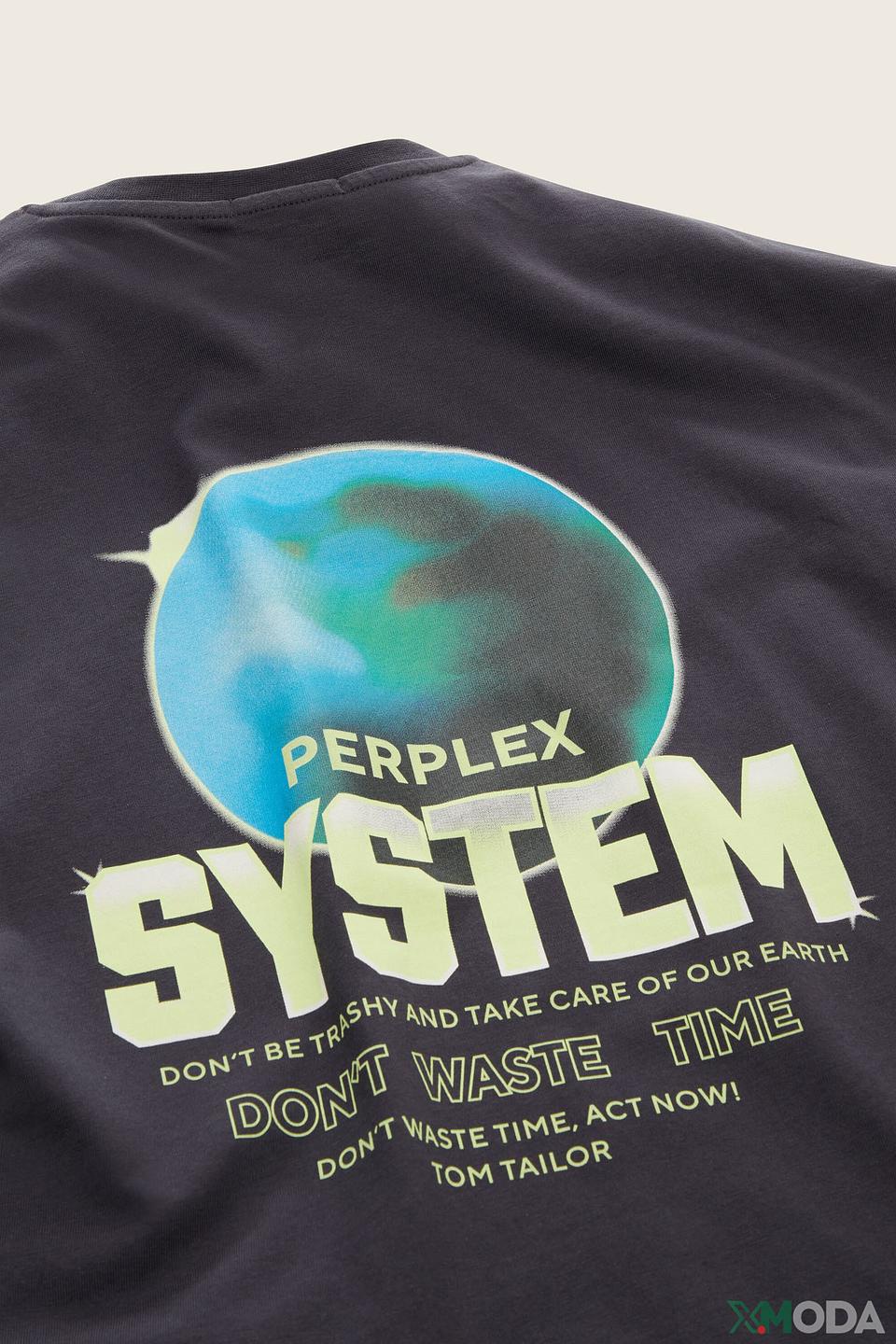 Футболка Tom Tailor с принтом чёрная