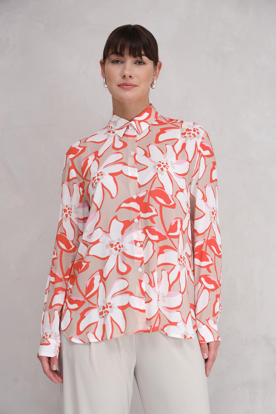 Рубашка You Just, белый, цветочный принт