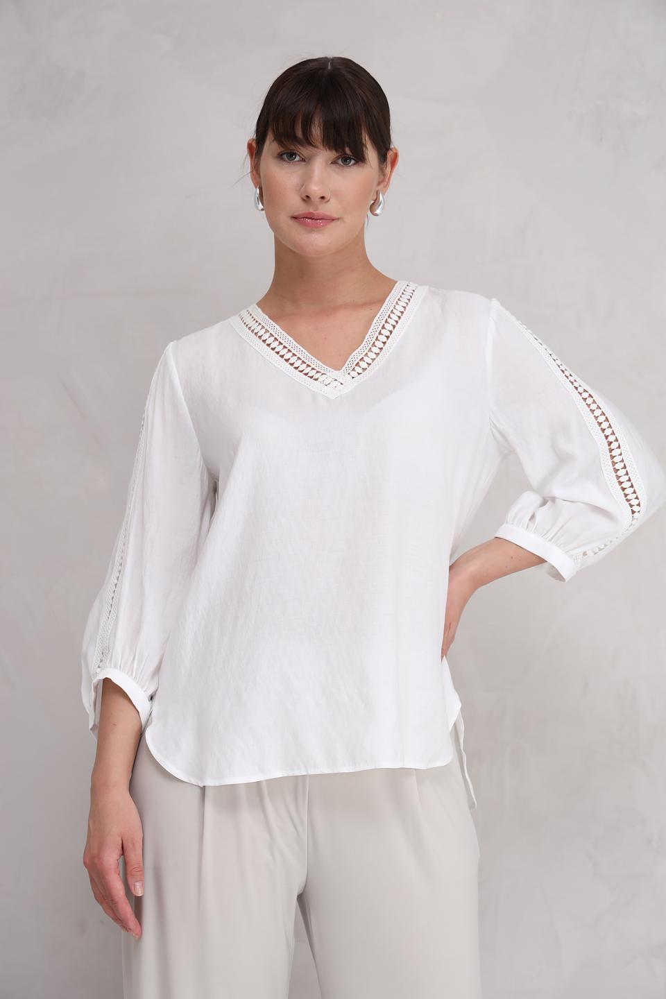 Блуза SE Stenau с кружевом белый