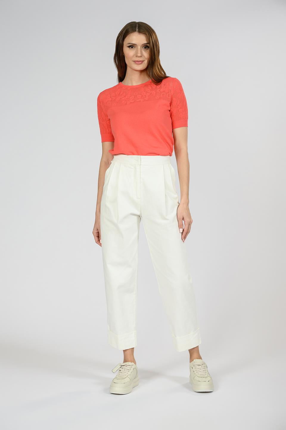 Джемпер Giorgio Grati оранжевый с ажурными вставками