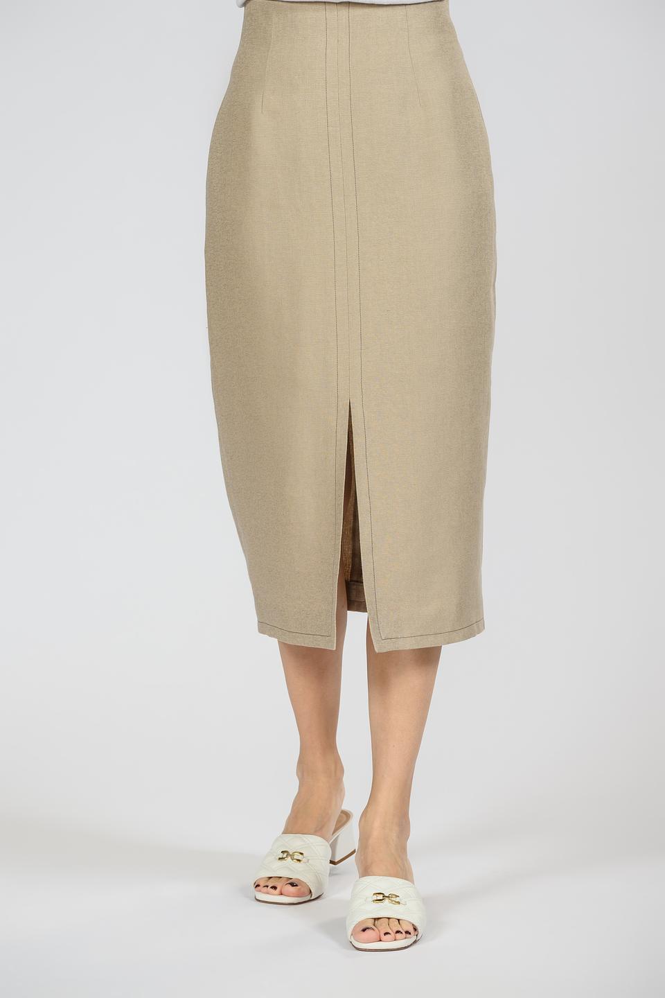 Юбка Giorgio Grati бежевая с разрезом