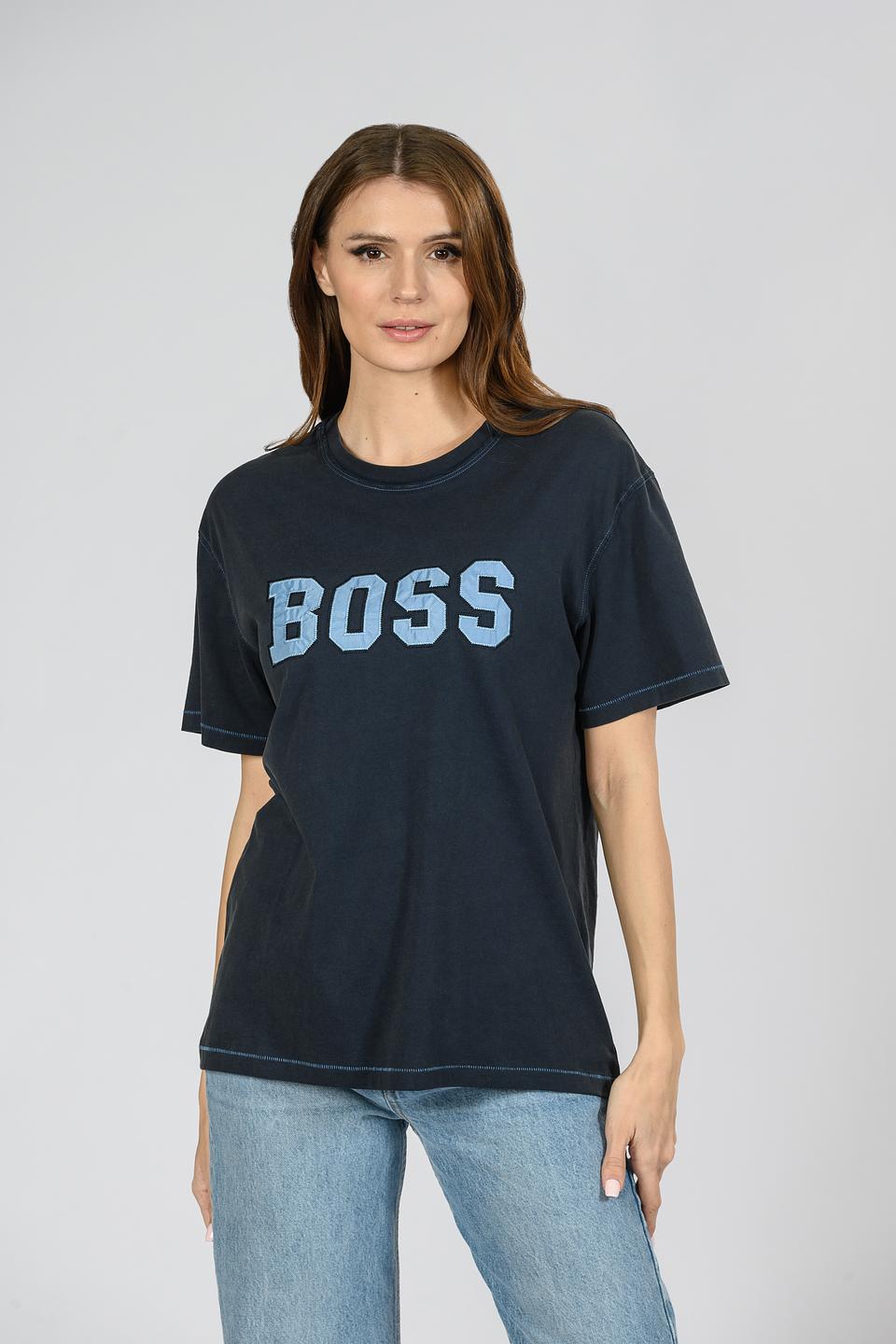 Футболка Boss Orange с логотипом темно-синяя