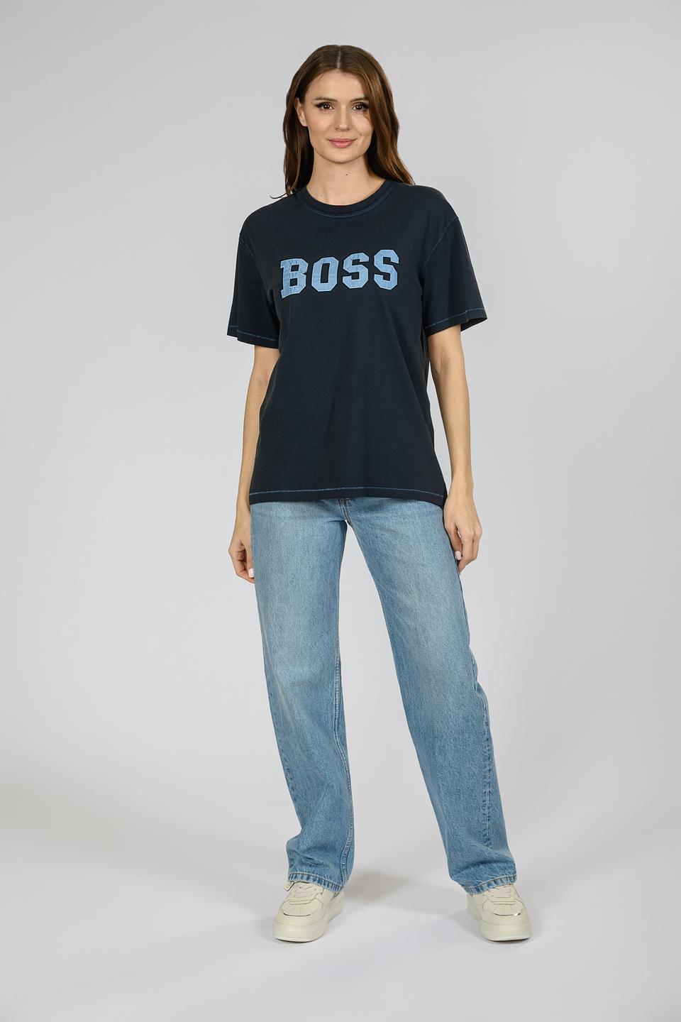 Футболка Boss Orange с логотипом темно-синяя