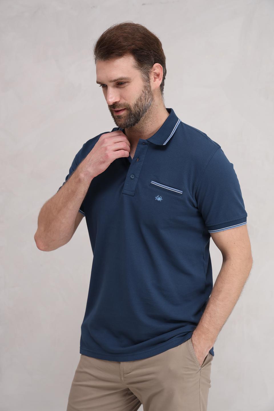 Поло Granchio синее с полоской